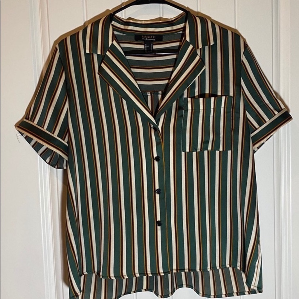 NEW Forever 21 Striped Silk Shirt